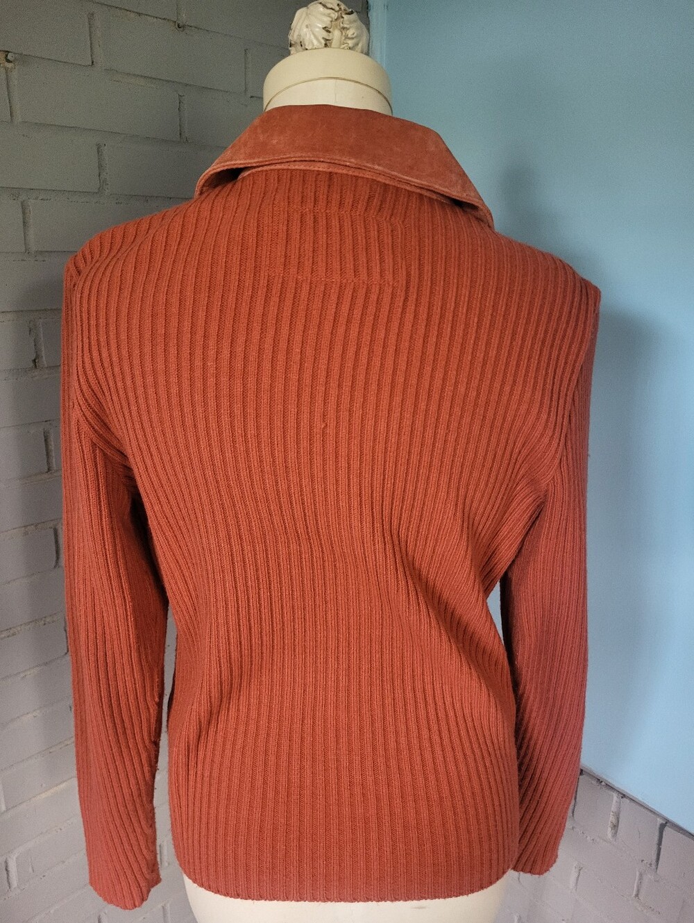 Ami Rust Suede & Ribbed Sleeve Button-Front Jacket - Picture 2 of 3